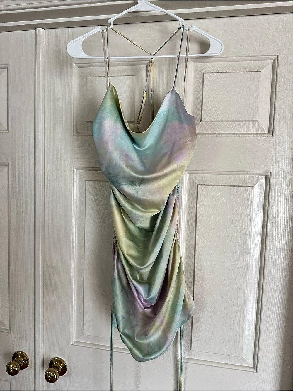 DO+BE Draped Maxi Dress in Green & Pink Size Medium